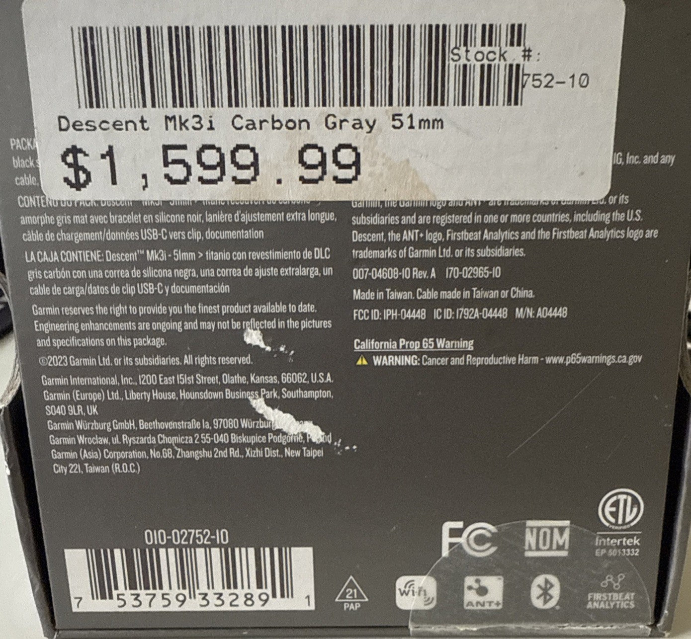 Garmin Descent Mk3i Dive Computer Watch - AMOLED – SubWave Ready -No Transmitter