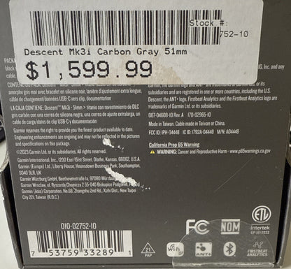 Garmin Descent Mk3i Dive Computer Watch - AMOLED – SubWave Ready -No Transmitter